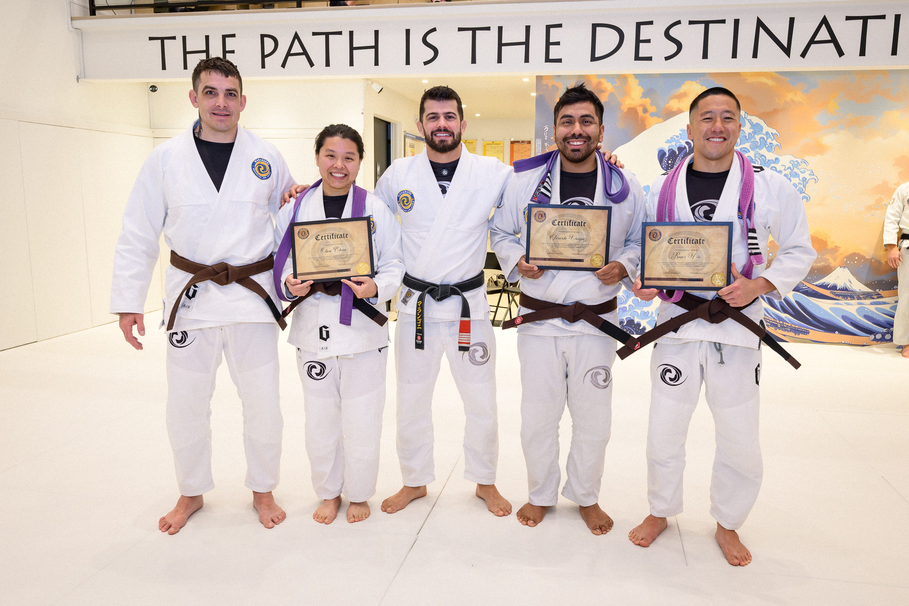 Belt promotion ceremony at Marangoni BJJ Salt Lake City, December 2025