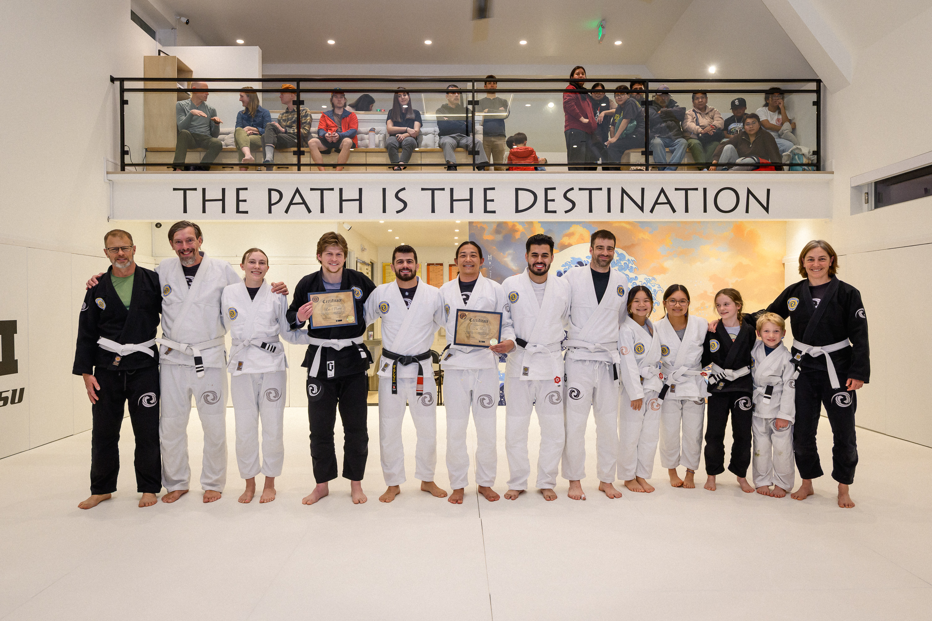 Belt promotion ceremony at Marangoni BJJ Salt Lake City, December 2025